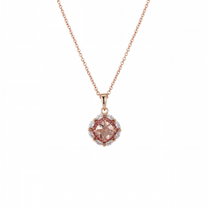 Rose Gold, Peach, Clear, & Pink Cubic Zirconia Pendant Necklace from David Tutera