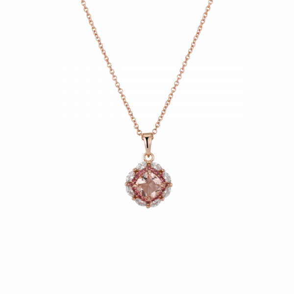 Rose Gold, Peach, Clear, & Pink Cubic Zirconia Pendant Necklace from David Tutera