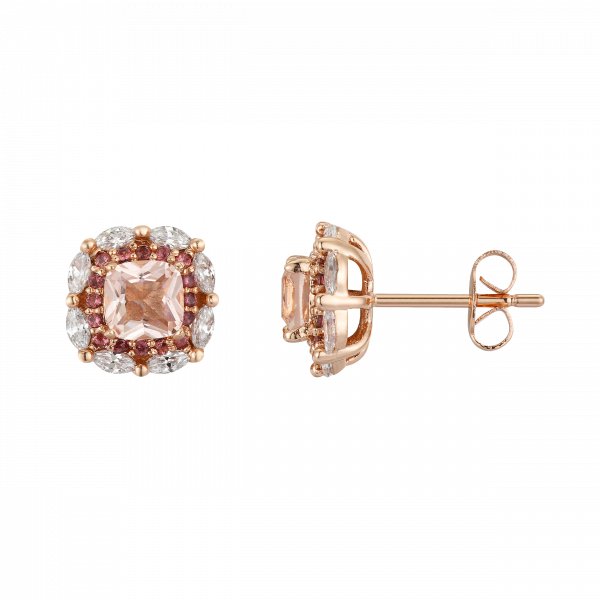 Rose Gold, Peach, Clear, & Pink Cubic Zirconia Post Earrings from David Tutera