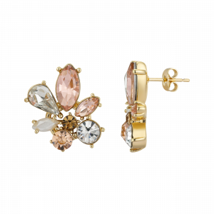 黄金多水晶群集和母亲的珍珠后耳环从大卫图特拉